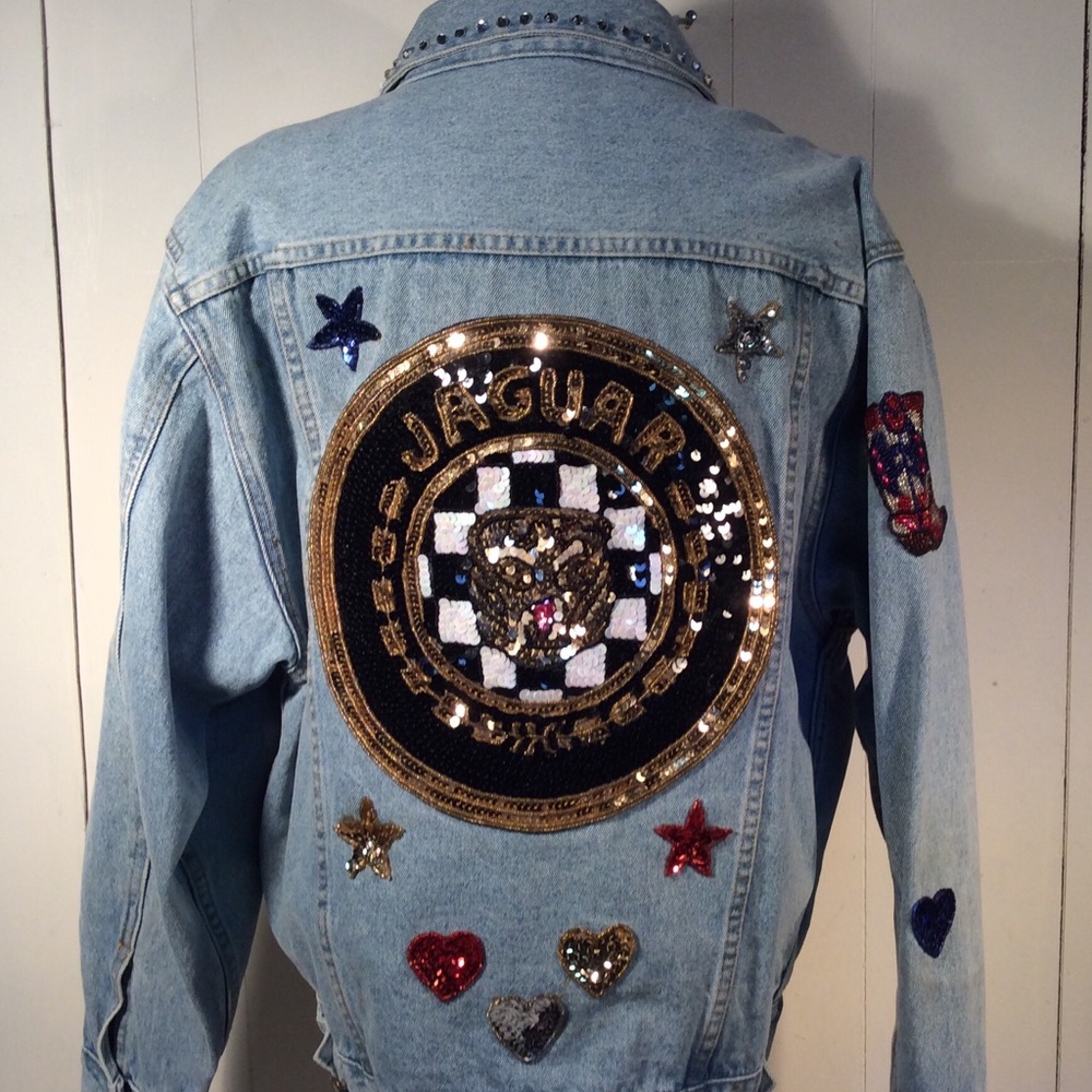 Vintage 90’s  Embellished denim jean jacket size small Moda intl